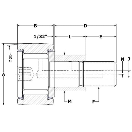 CARTER BEARINGS .875", Needle Cam Follower, Crown, Eccentric, Sealed, Hex CCNBE-28-SB